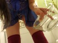 Pissing In A Bowl Wearing Red Heels and Lingerie From My Amazon Wish List!