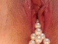 Pearls coming out from tight pussy 