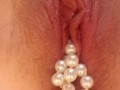 Pearls coming out from tight pussy 
