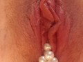 Pearls coming out from tight pussy 