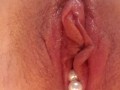 Pearls coming out from tight pussy 