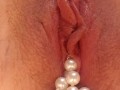 Pearls coming out from tight pussy 