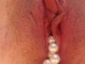 Pearls coming out from tight pussy 