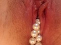 Pearls coming out from tight pussy 