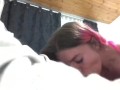 Cute white girl, Emily Rose, deepthroats cock and gets cum all over her