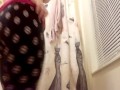 Strip and Piss 10 -Nerdy tattooed girl strips and pees