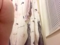 Strip and Piss 10 -Nerdy tattooed girl strips and pees
