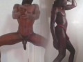 Hot guy strokes his Big black dick! Huge cumload!