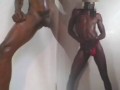 Hot guy strokes his Big black dick! Huge cumload!