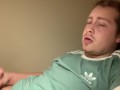 Tattooed man trying to get his dick up for hard masterbation big cumshot