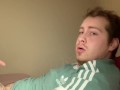 Tattooed man trying to get his dick up for hard masterbation big cumshot