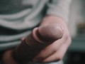 White uncut dick pulsating cum in 4K
