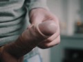 White uncut dick pulsating cum in 4K