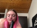 Epic dildo blowjob / throatjob by thick white girl