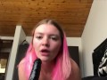 Epic dildo blowjob / throatjob by thick white girl