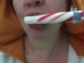 Foxgirl Slobbers on Candy Cane