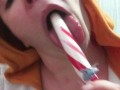 Foxgirl Slobbers on Candy Cane