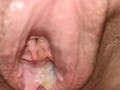 Pushing cum out of my creampied pussy so hard I pee my self