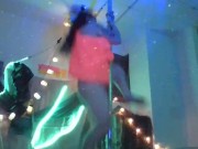 Black light pole tricks & suck and fuck till I cum