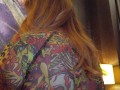 Bubble Butt Pale Redhead Teen Reverse Cowgirl Riding Creampie in Fishnets