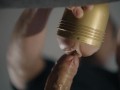 Hung boy fucking fleshlight in 4K. Big uncut white cock. Frog view. Cum.