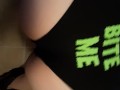White Goth stripper red head twerking nude
