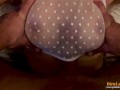 Hard POV titfuck with bra net and cum between my boobs - Amateur titjob