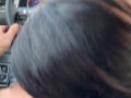 Extreme Blowjob behind wheel, fuck naughty girl in car at the gas station