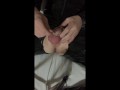 Slave tries desperately to cum in chastity