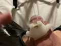 Slave tries desperately to cum in chastity