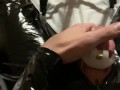 Slave tries desperately to cum in chastity