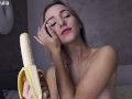 Slutty teen cum with banana