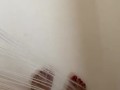 Washing My Sexy Red Christmas Toes 