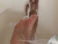 Washing My Sexy Red Christmas Toes 