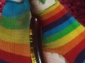 Dirty ripped up clown socks and my new banana dildo