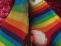 Dirty ripped up clown socks and my new banana dildo