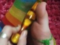 Dirty ripped up clown socks and my new banana dildo
