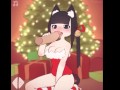 Christmas Cat Girl sucking cock and drinking sperm