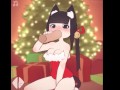 Christmas Cat Girl sucking cock and drinking sperm