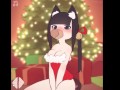 Christmas Cat Girl sucking cock and drinking sperm