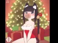 Christmas Cat Girl sucking cock and drinking sperm