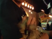 Ginger slowly stroking beautiful 