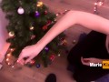 Cumshot and oral creampie, Christmas present from roommate, blowjob POV