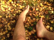 boy with a big dick shoots 3 streams of cum in the forest