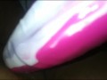 Fat pussy cumming on dildo