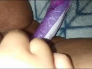 Fat pussy cumming on dildo