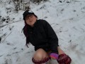 Nerdy Faery Makes A Piss Mess In The SNow