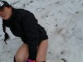 Nerdy Faery Makes A Piss Mess In The SNow