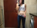 Smoking girl needs to piss desperately | Pissing in jeans