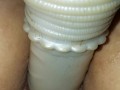 Close up mounted dildo ride